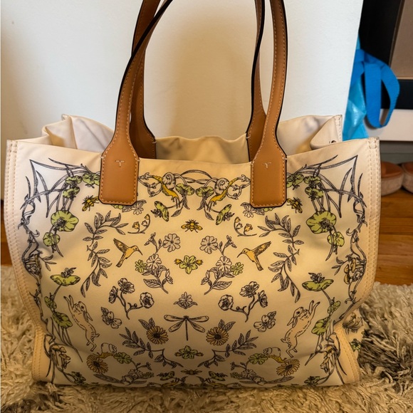 Tory Burch Ella Printed Tote Bag - Cream and Tan - Picture 3 of 9